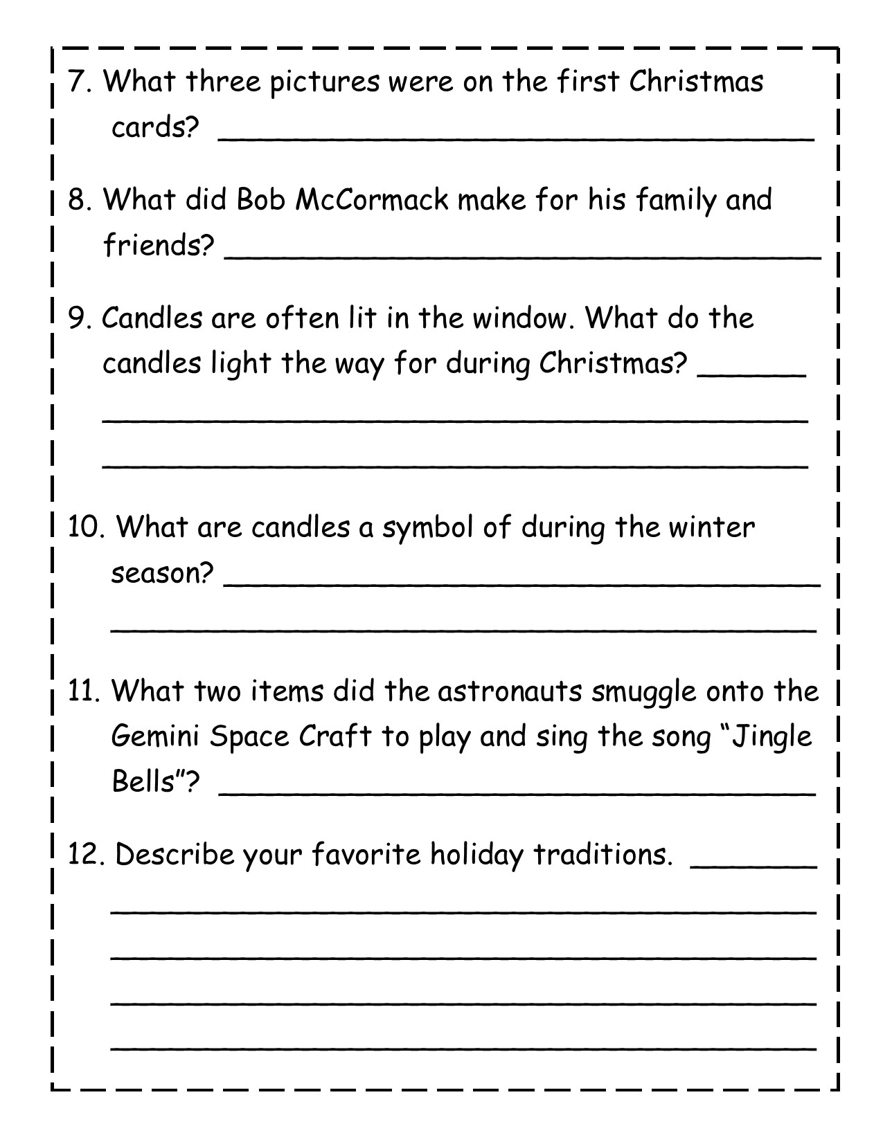 Christmas Traditions Reading Comprehension Passage Made By Teachers