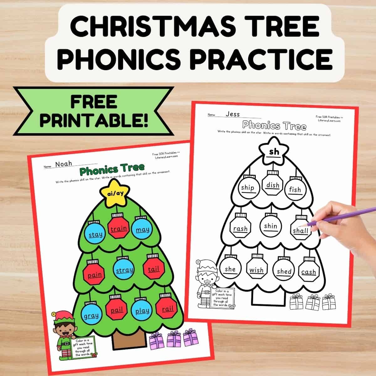 Christmas Tree Phonics Worksheet FREE Printable Literacy Learn