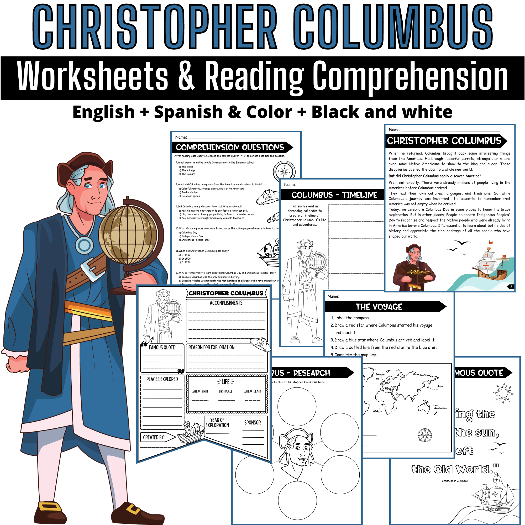 Christopher Columbus Reading Comprehension Worksheets Columbus 
