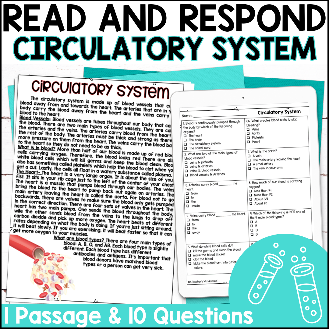 Circulatory System Reading Comprehension U0026 Quiz Google Forms Science Centers A Teacher s Wonderland