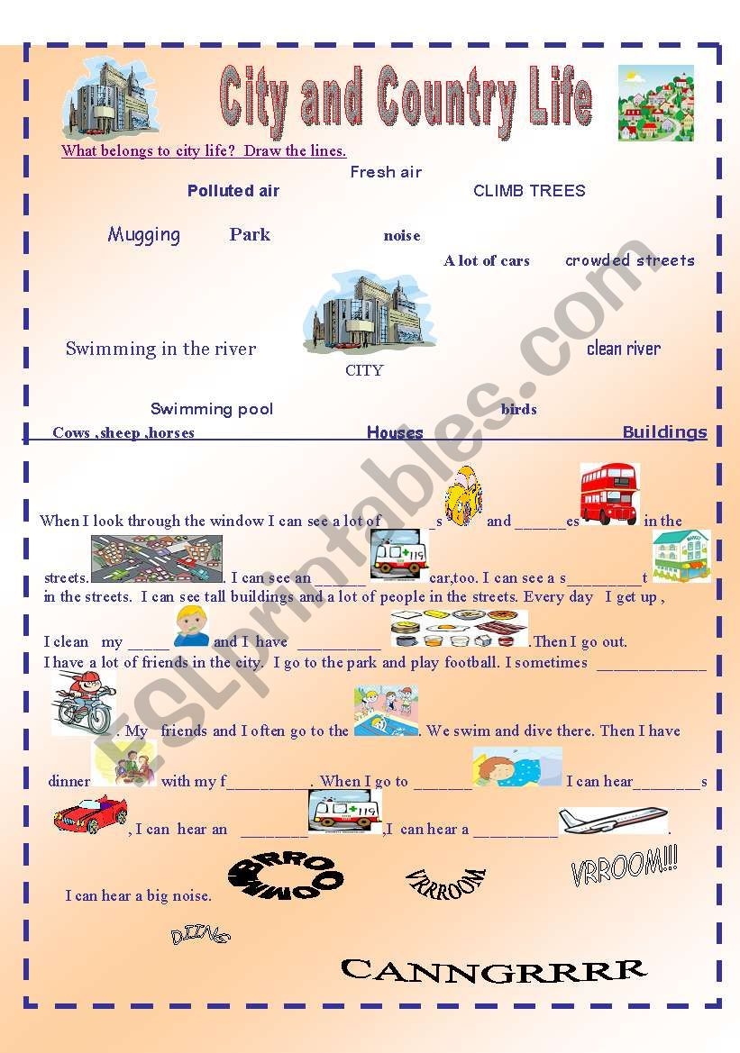 City Life Reading Comprehension Worksheets