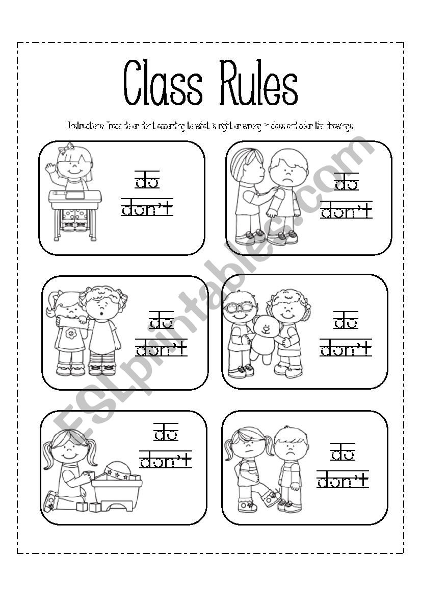 Class Rules ESL Worksheet By Ladydeath