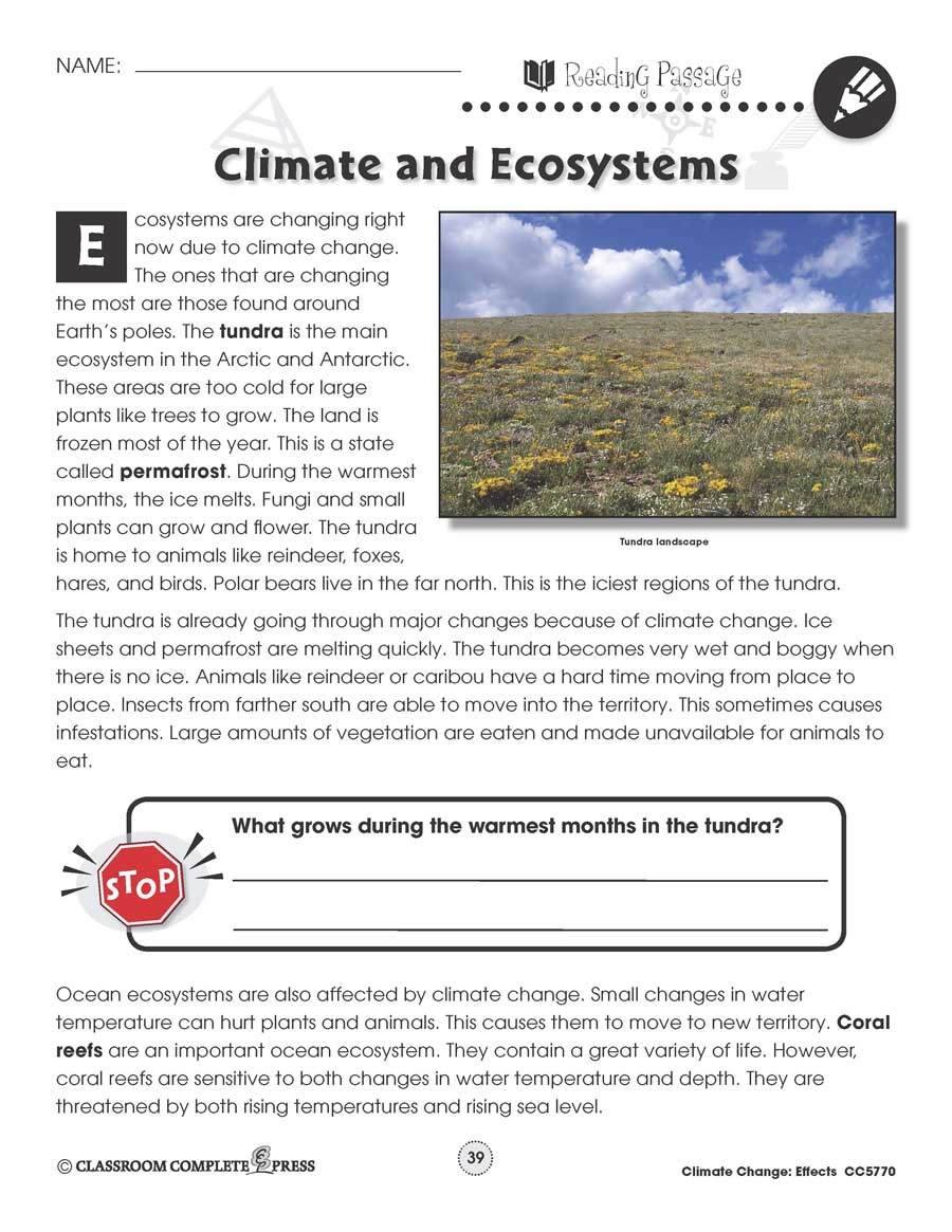 Ecology Reading Comprehension Worksheet High School