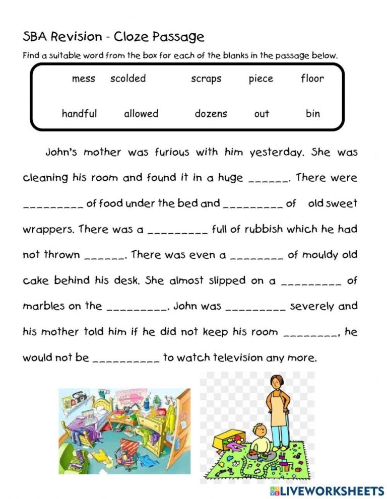 Cloze Passage Year 4 Worksheet Live Worksheets Worksheets Library