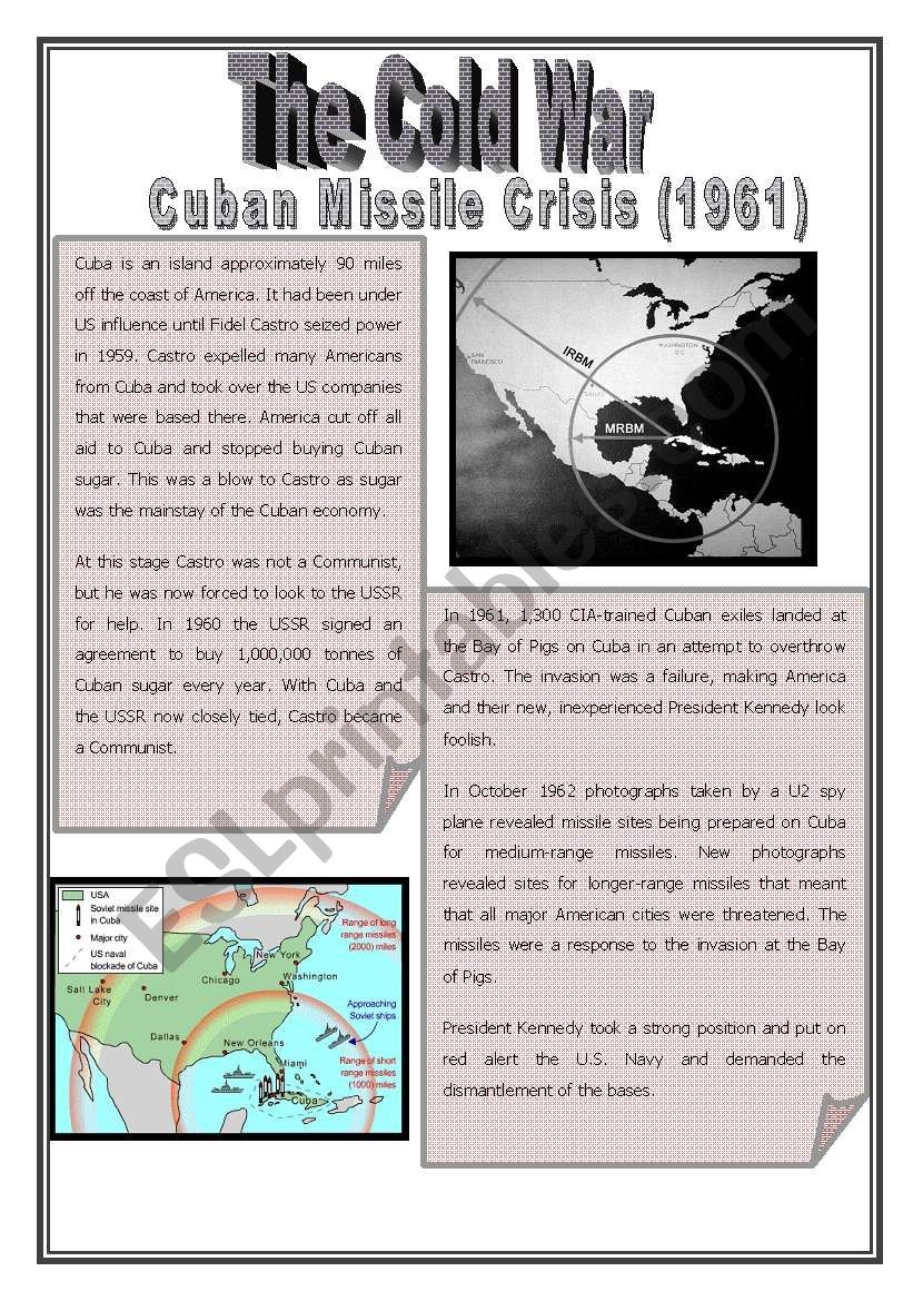 Cold War Episode 3 Cuban Missile Crisis ESL Worksheet By Sviviana