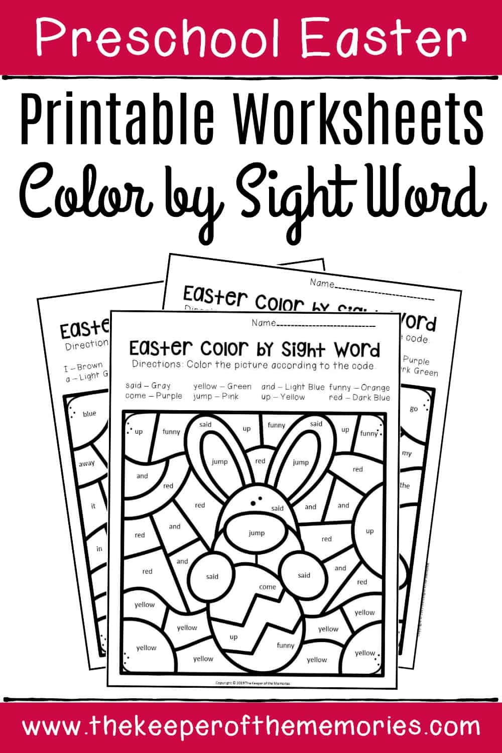 Free Printable Sight Word Color Worksheets