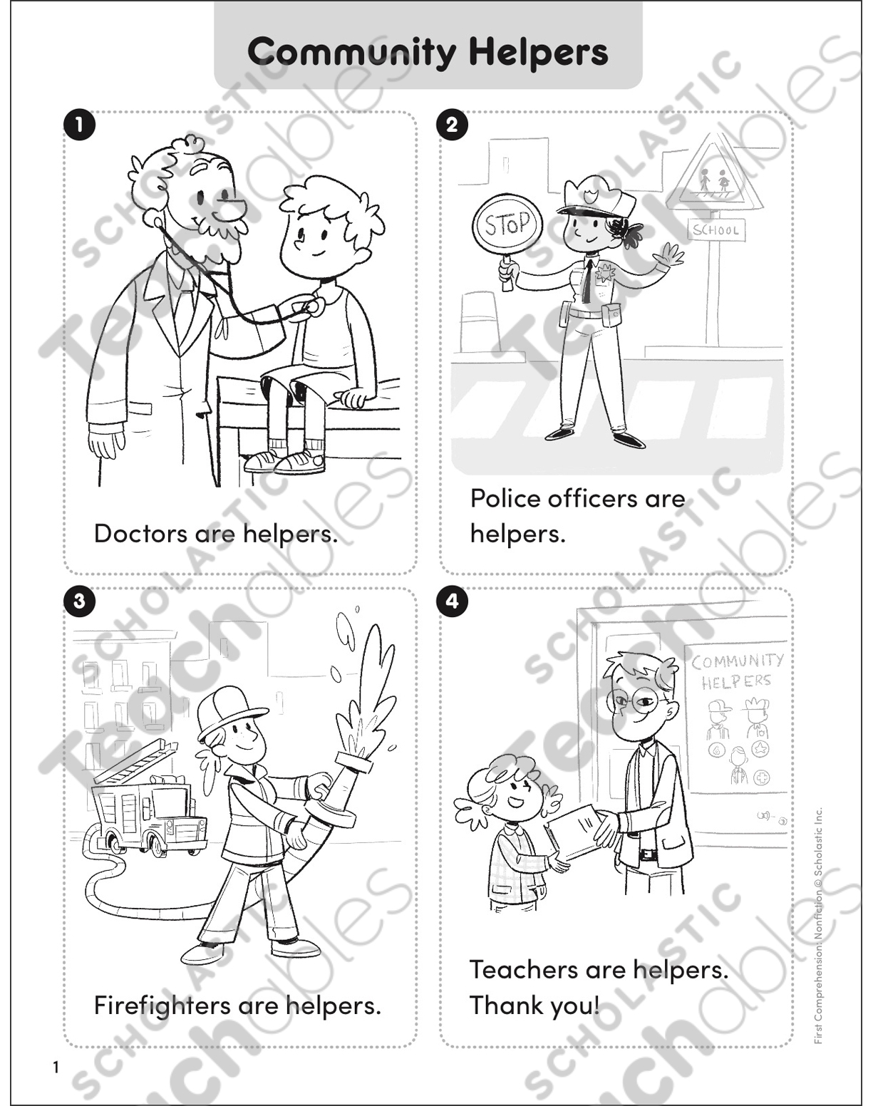 Community Helpers First Comprehension Nonfiction Printable 
