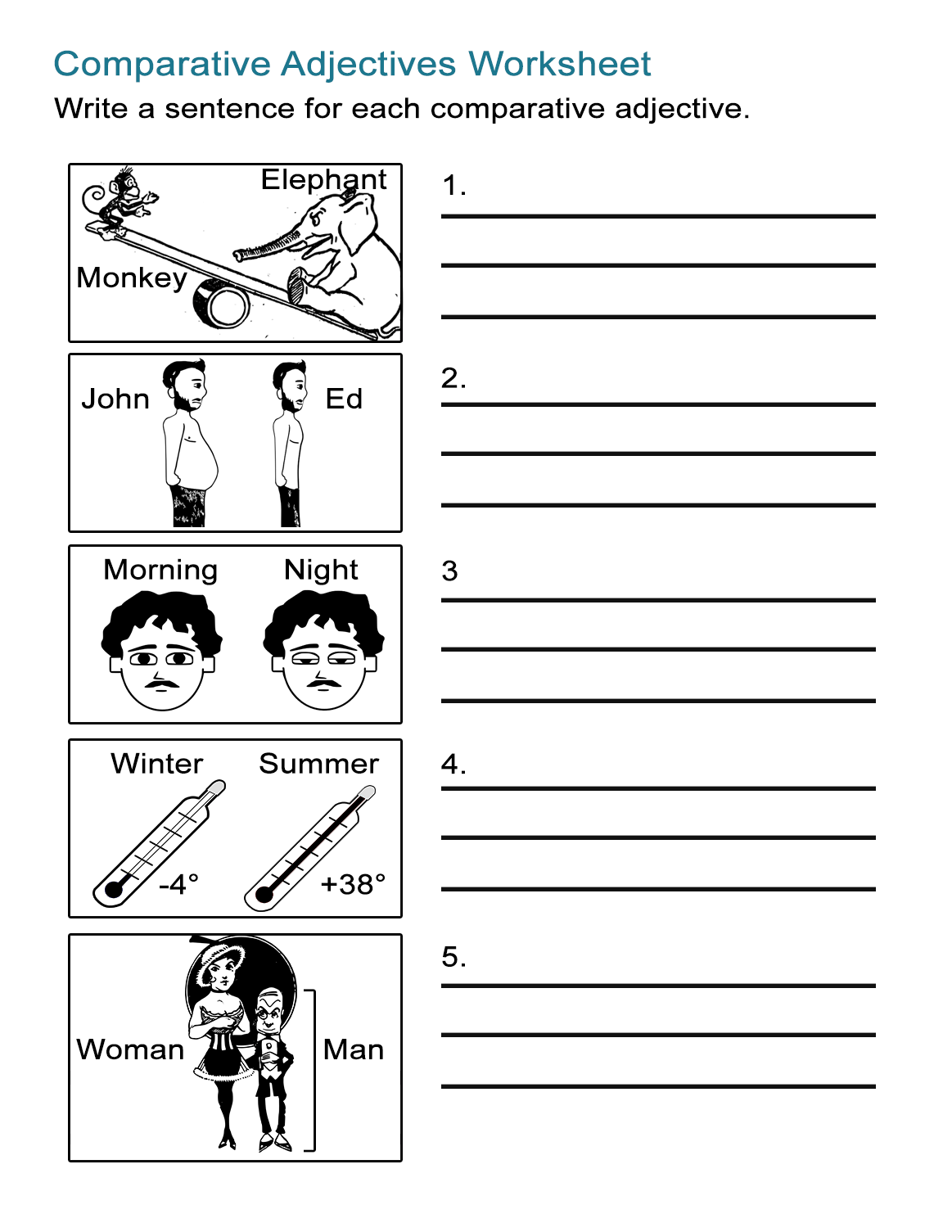 Comparing Adjectives Worksheet Free Printable