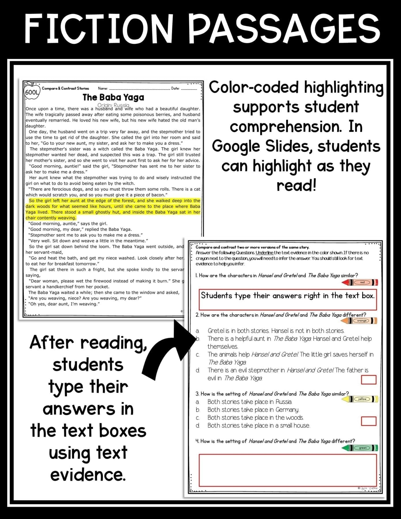 Compare U0026 Contrast Versions Of Stories Reading Passages Worksheets RL 2 9 RL2 9