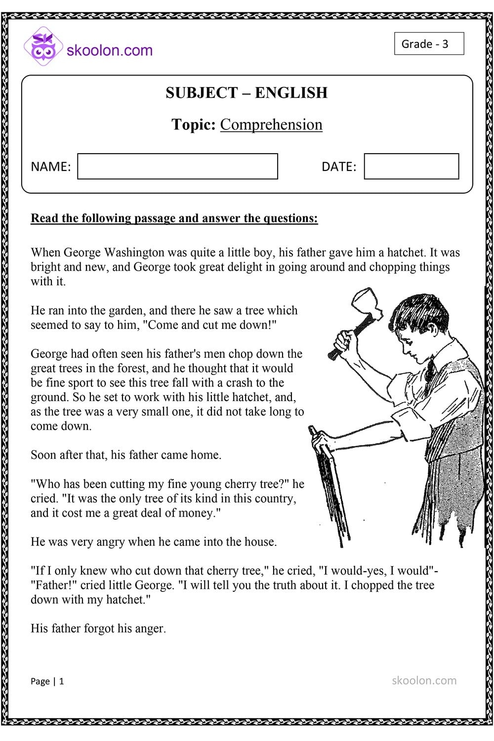 Comprehension Little Boy Skoolon
