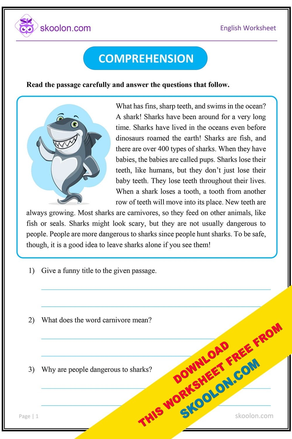 Comprehension Shark Skoolon