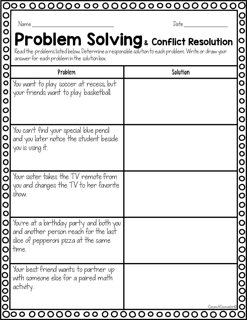 Conflict Resolution Worksheets
