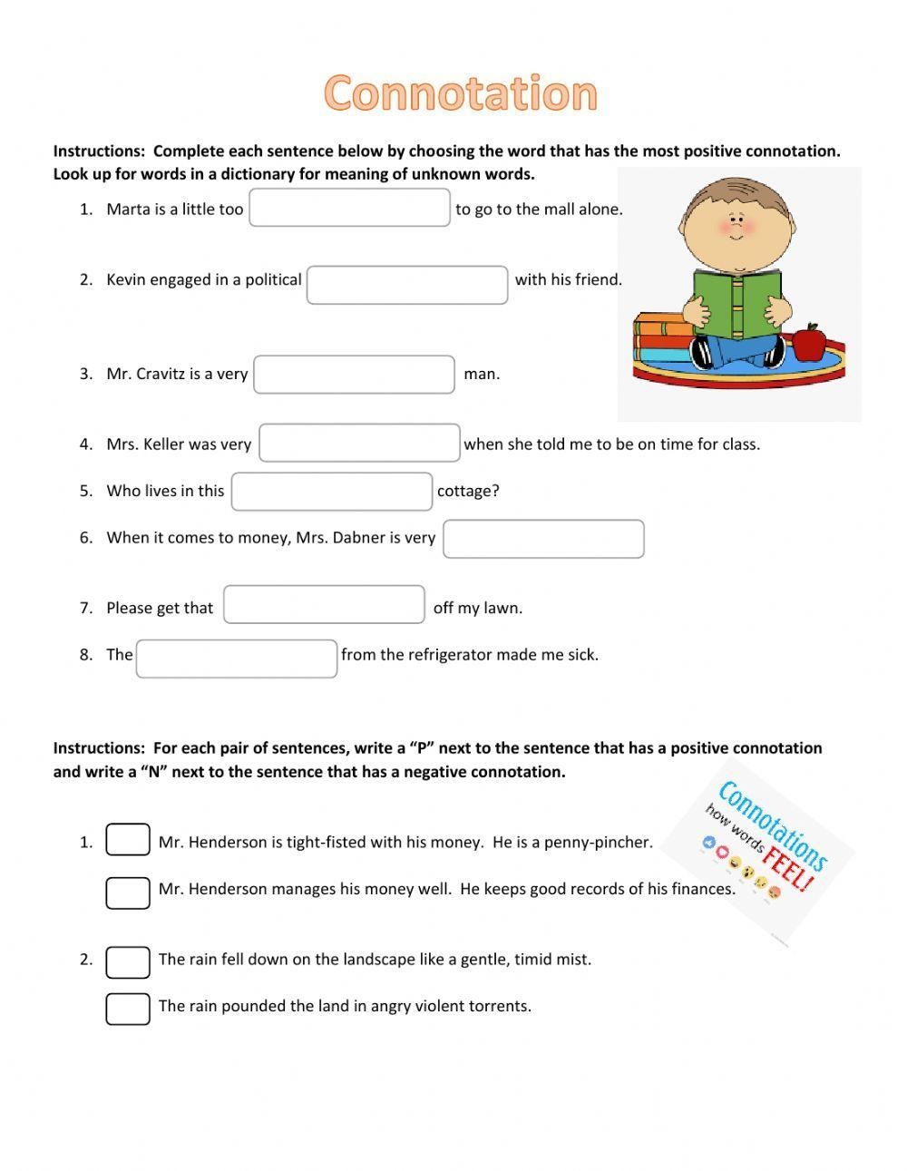 Connotation And Denotation Lesson Plans U0026 Worksheets Worksheets Library