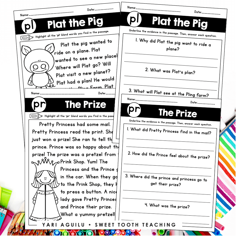 Consonant Blends Reading Passages U0026 Fluency Sentences Digital Passages