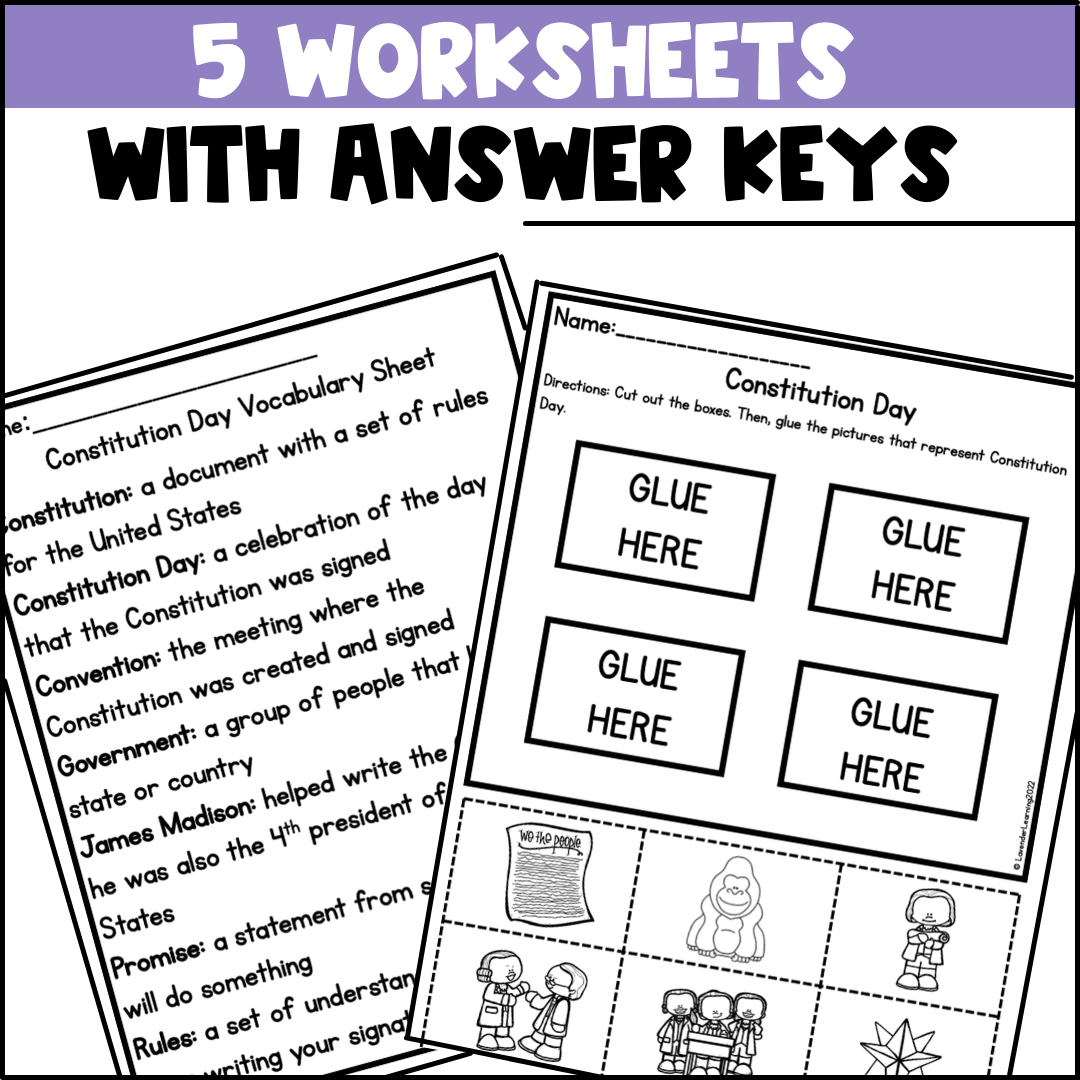 Constitution Day Activities For Kindergarten U0026 1st Grade Worksheet Word Search