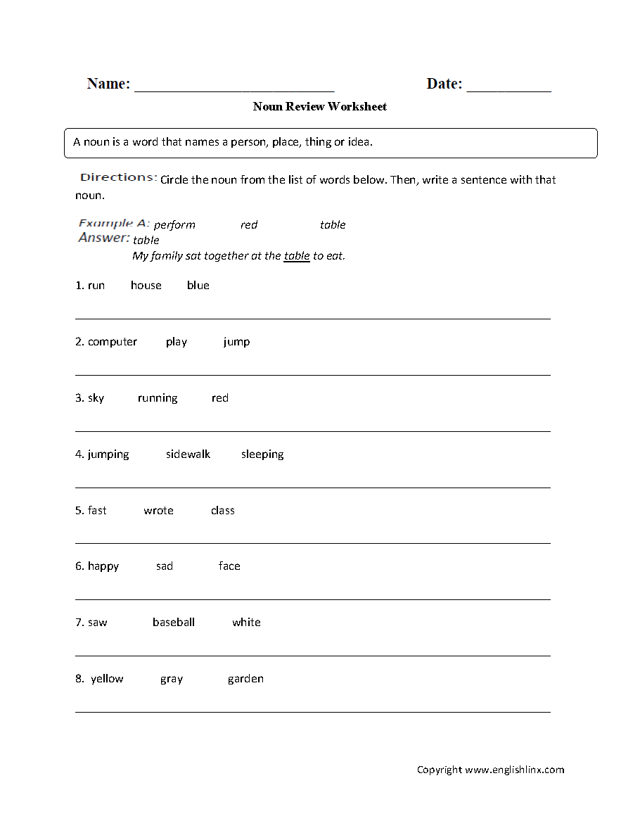 Free Printable Fifth Grade Grammar Worksheets