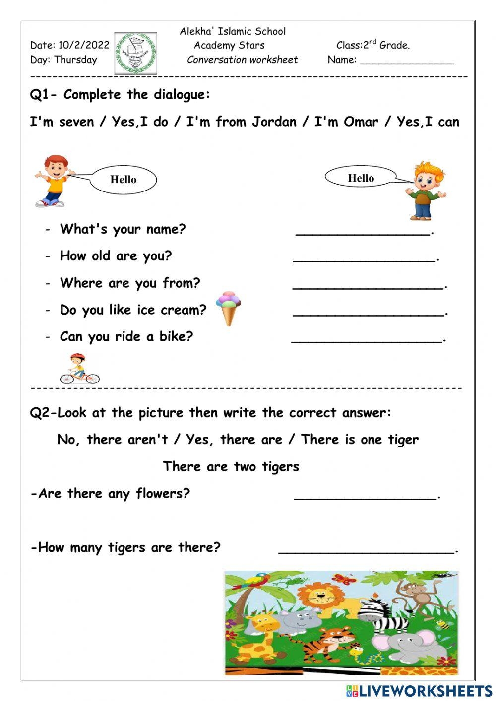 Conversation Worksheet Interactive Worksheet Live Worksheets 