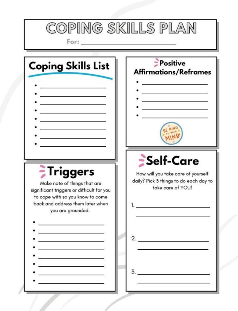 Coping Skills Worksheet Etsy UK