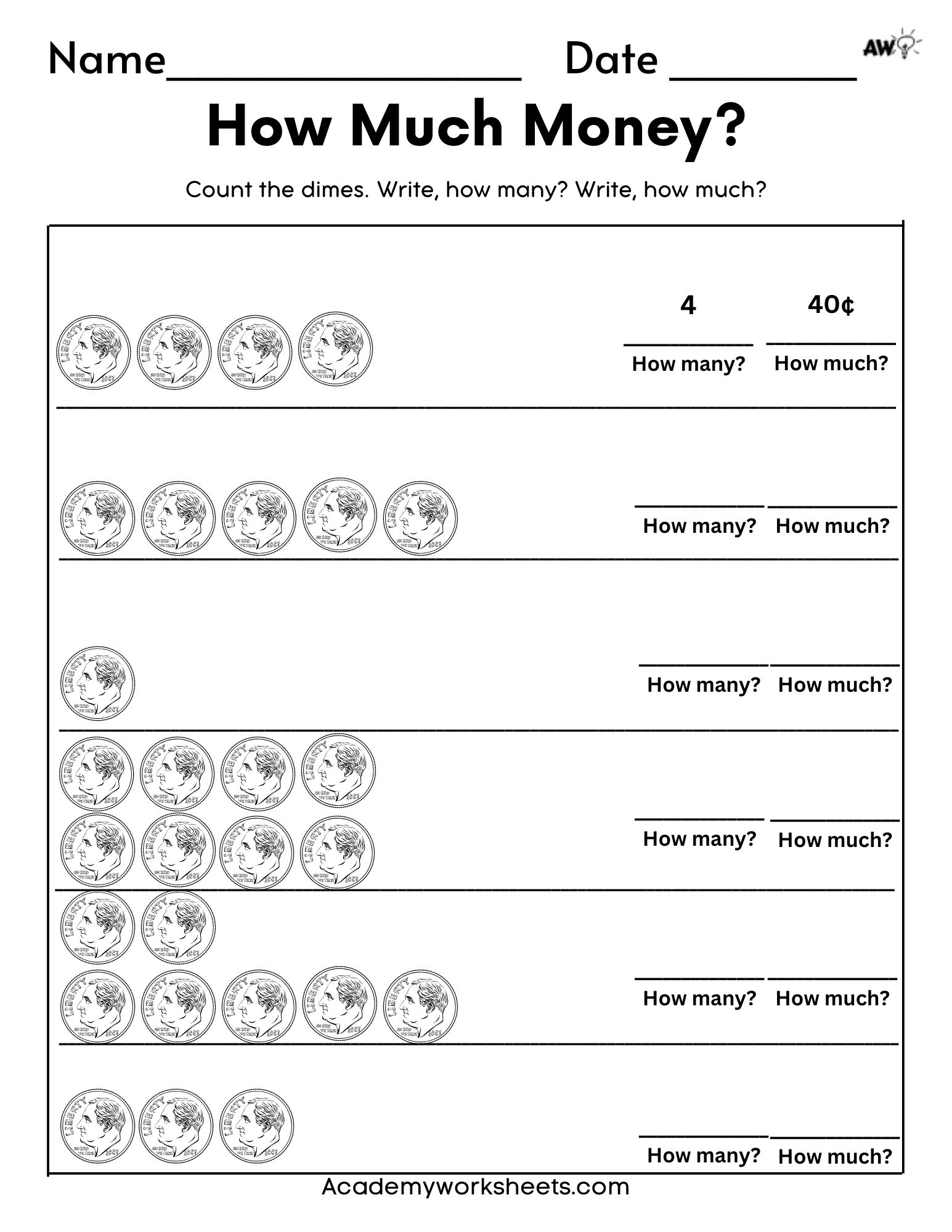 Free Printable Counting Pennies Worksheet