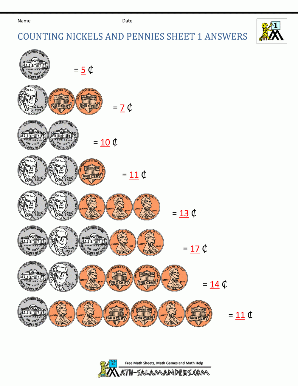 Counting Money Worksheets 1st Grade