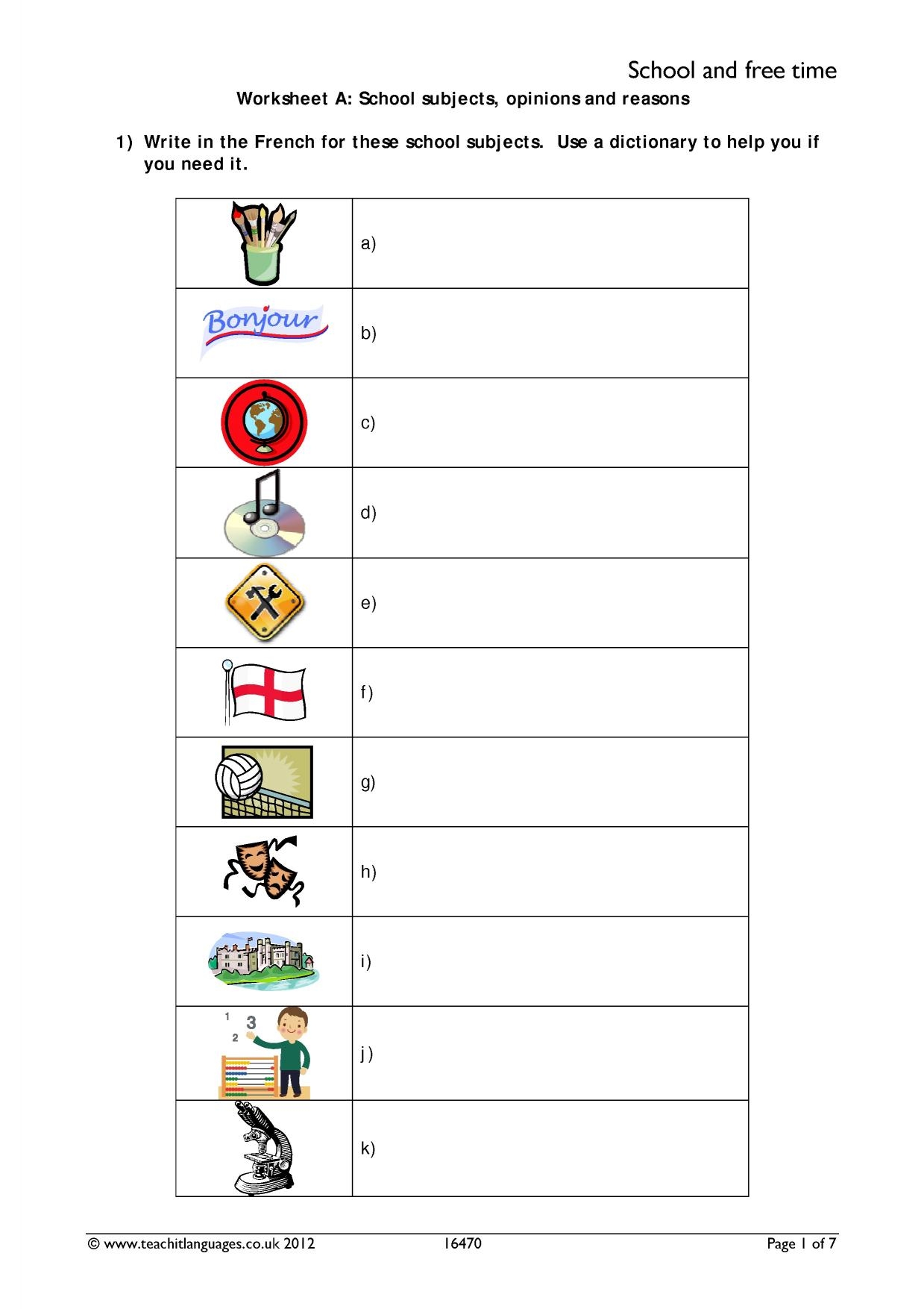 Cover Worksheets School KS3 French Teaching Resource Teachit
