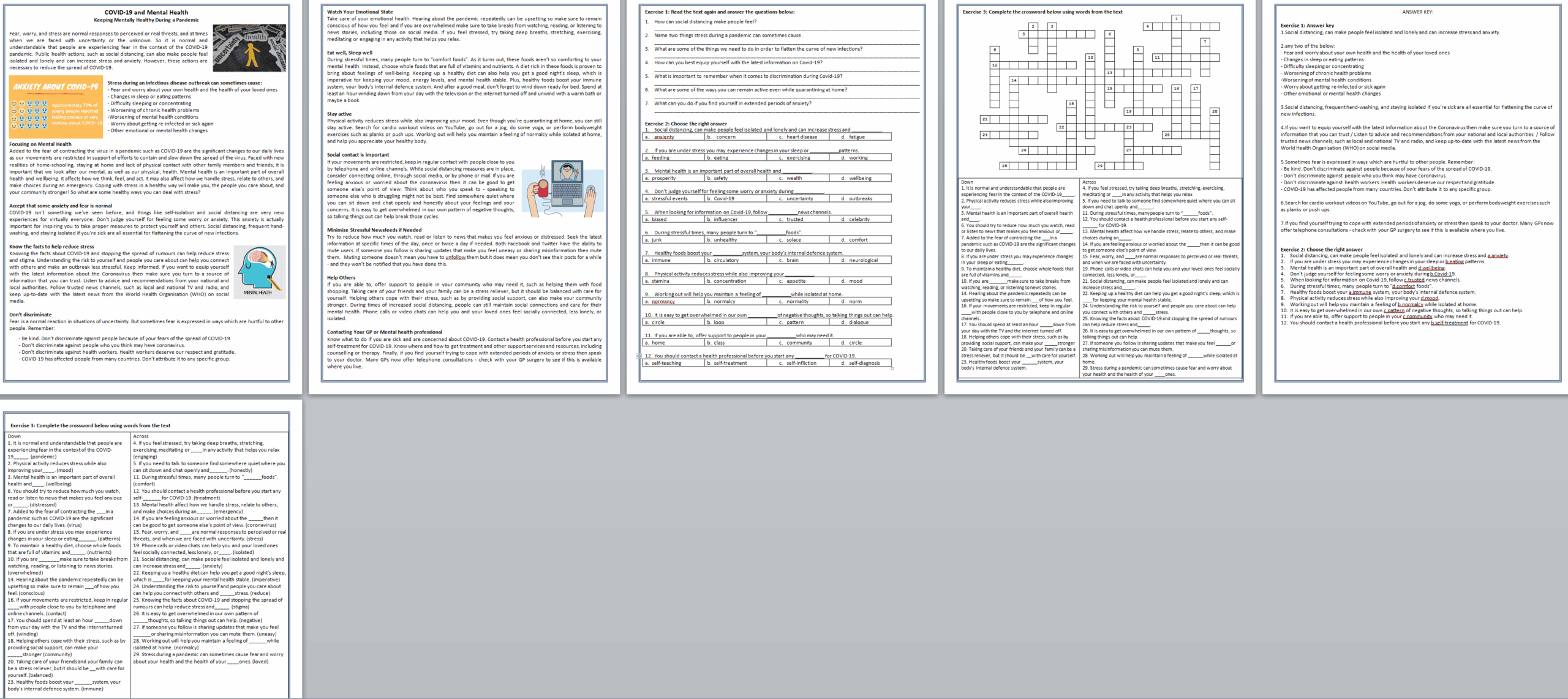 COVID 19 And Mental Health Coronavirus Reading Comprehension Text Teaching Resources