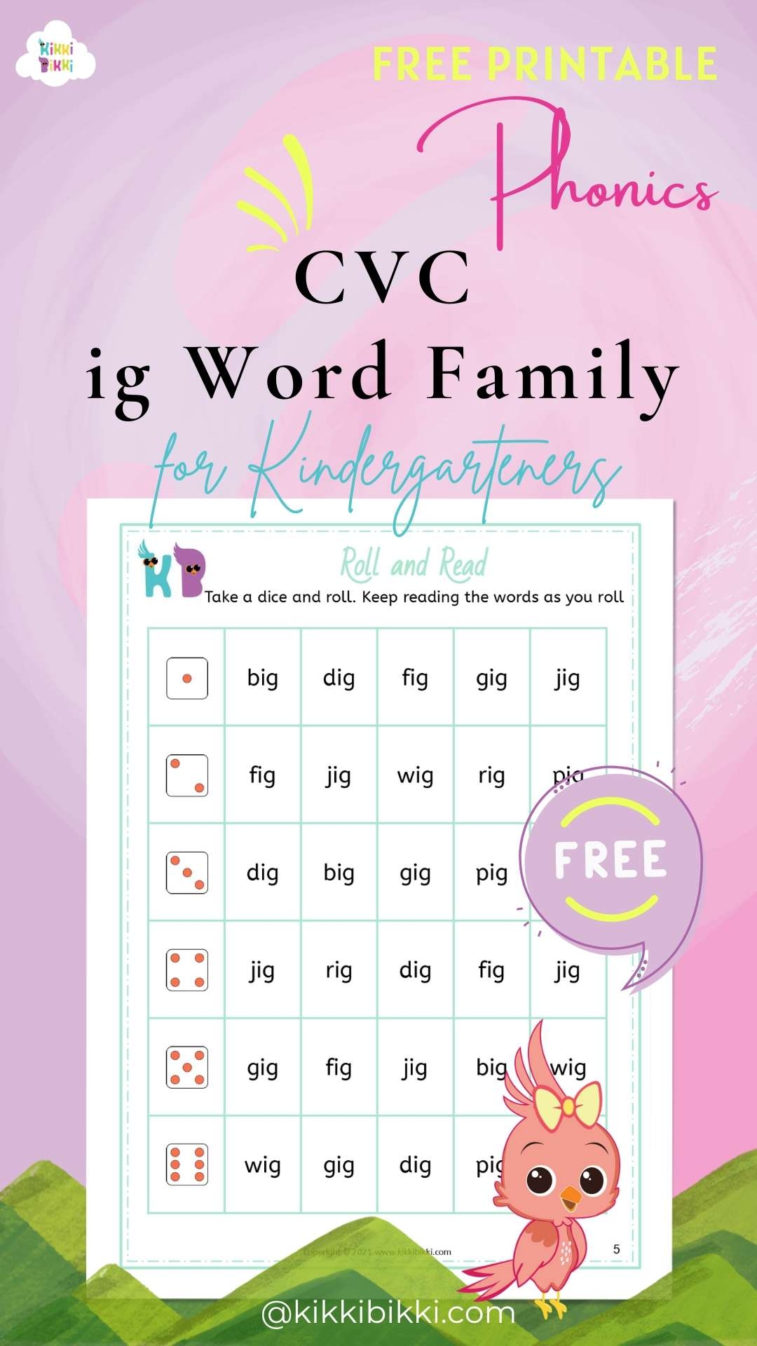 Free Printable Ig Word Family Worksheets
