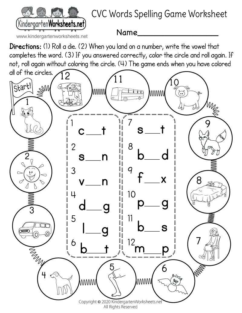 Free Printable Cvc Worksheets Kindergarten