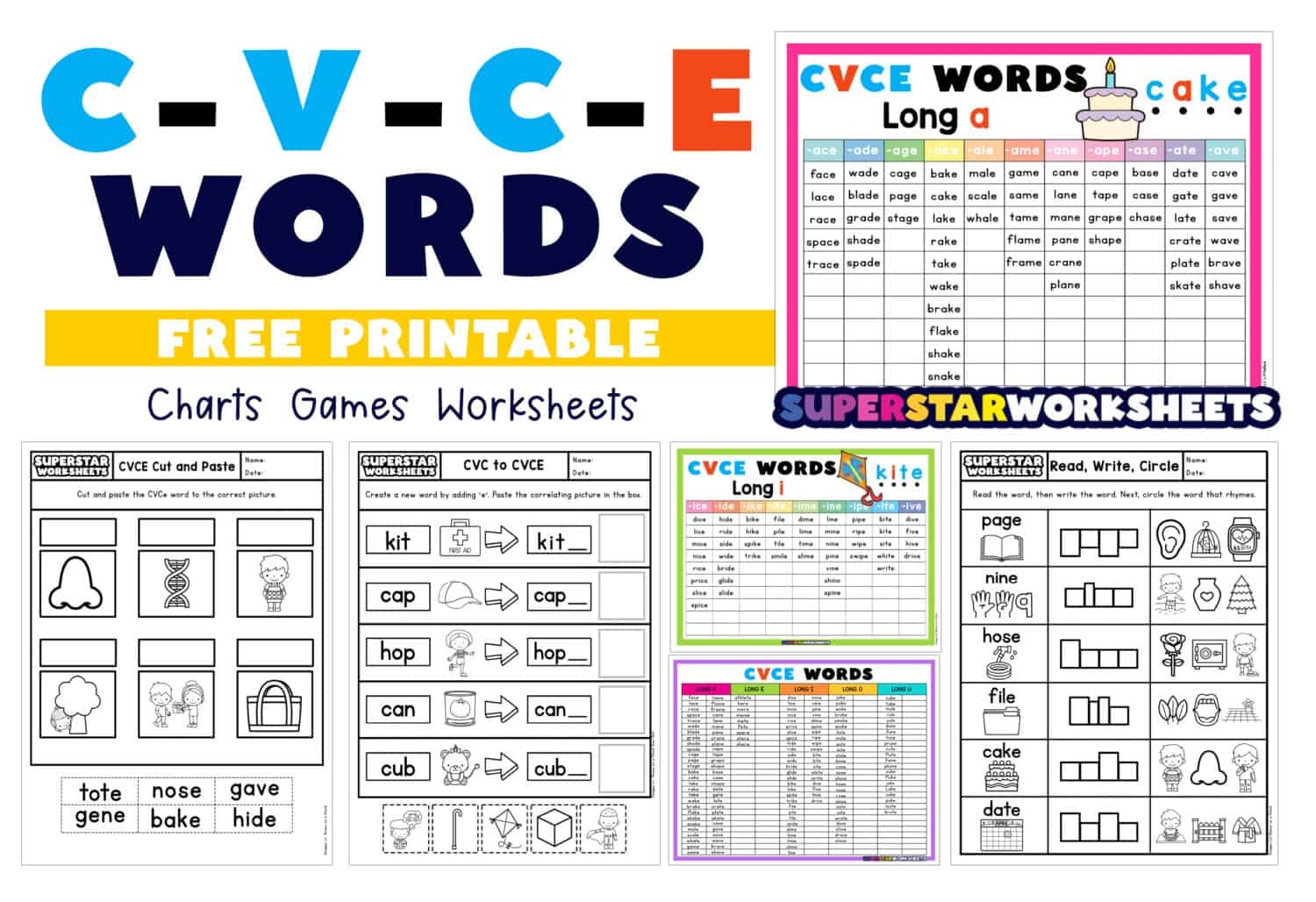 CVCE Words Superstar Worksheets