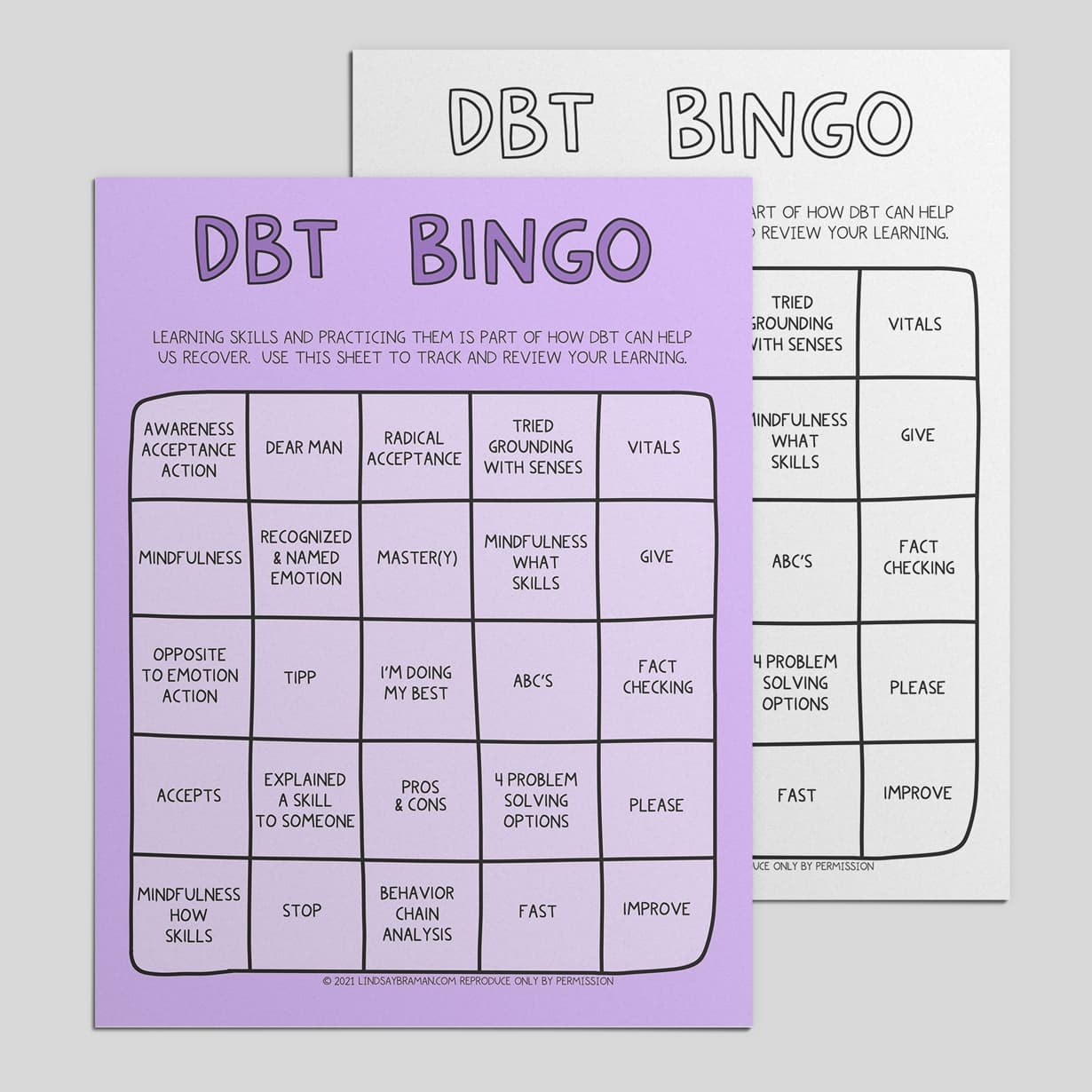 DBT Printables Bingo Worksheet U0026 DBT Skills Cheat Sheet 