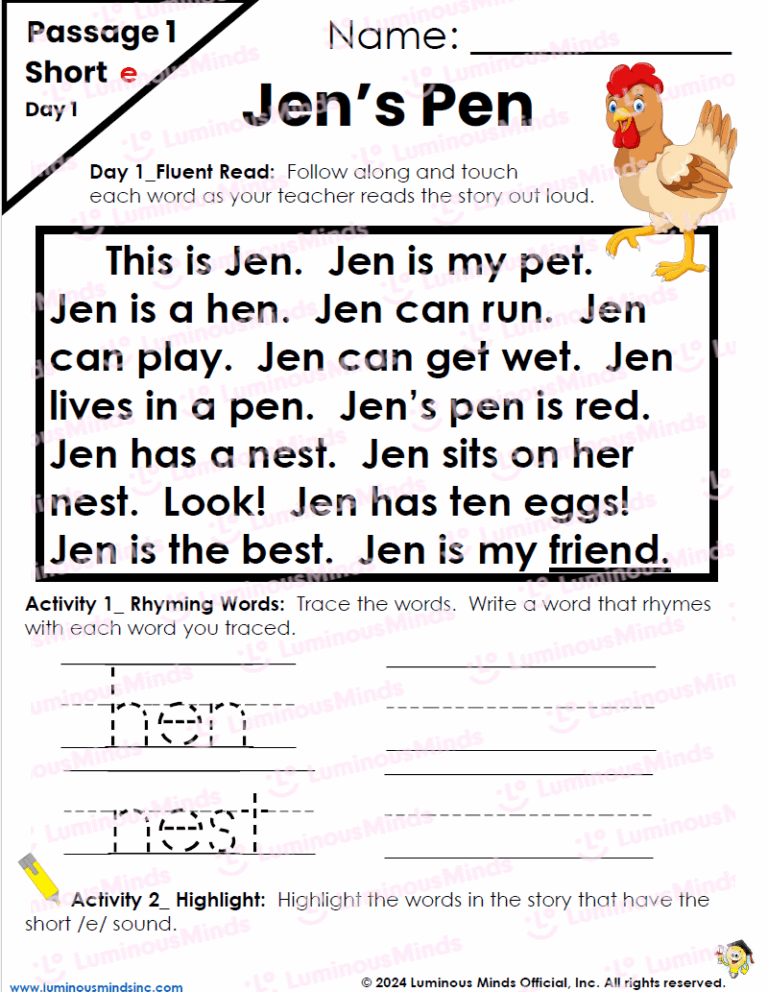 Decodable Passages Repeated Readings U0026 Fluency Building Set 3 Short E 