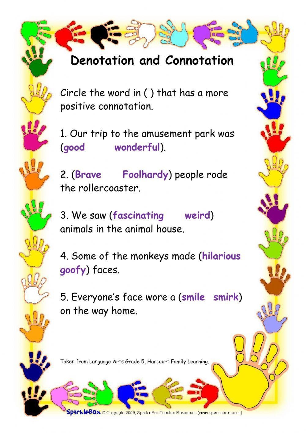 Denotation And Connotation Worksheet Live Worksheets Worksheets Library