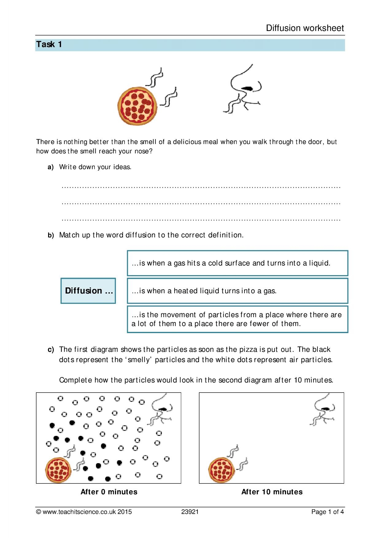 Diffusion Worksheet KS3 Chemistry Teachit