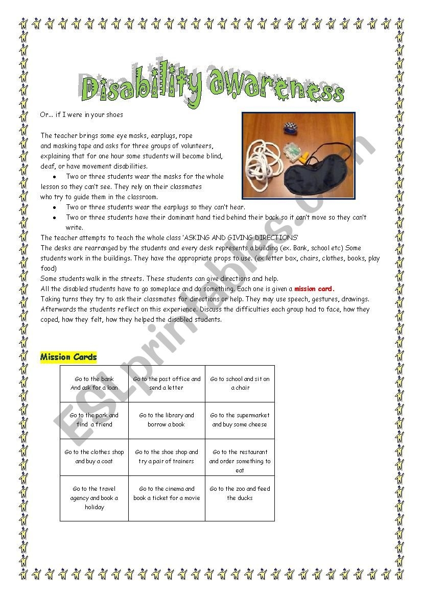 Free Printable Disability Awareness Worksheet