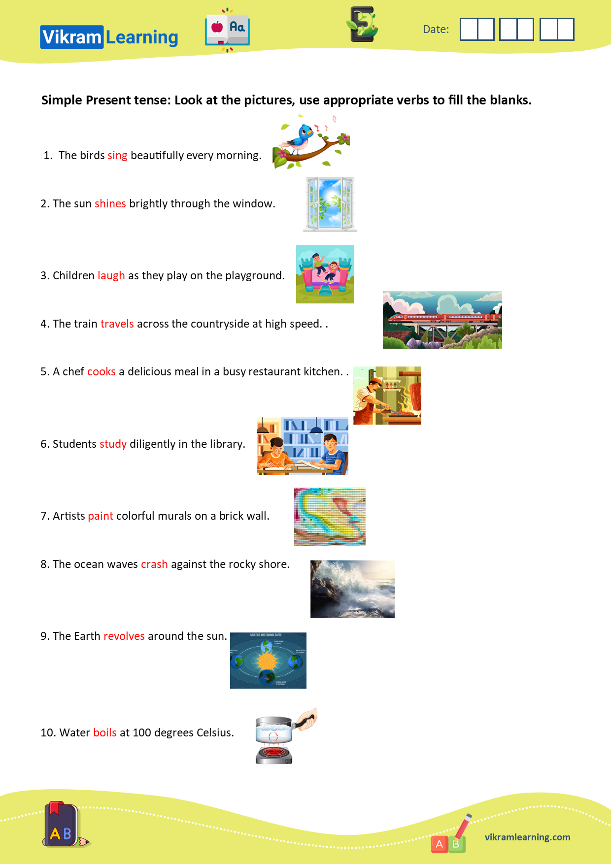 Download Present Continuous Tense Worksheets For Free Vikramlearning