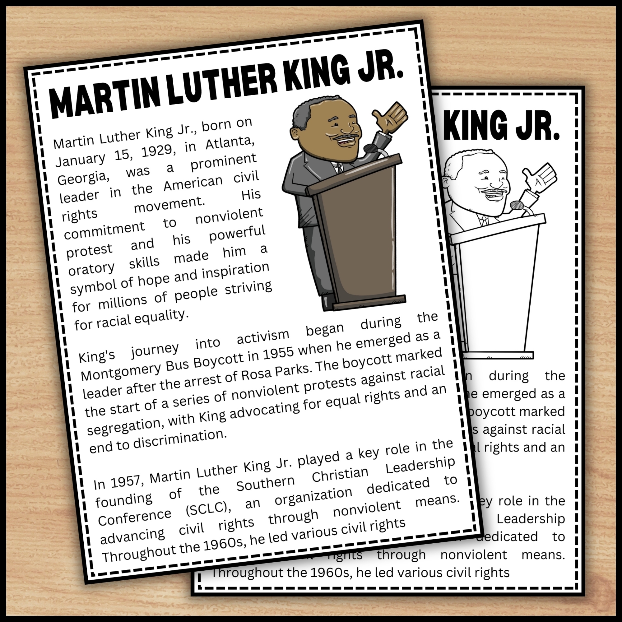 Dr Martin Luther King Jr Reading Comprehension Passage Black History Month