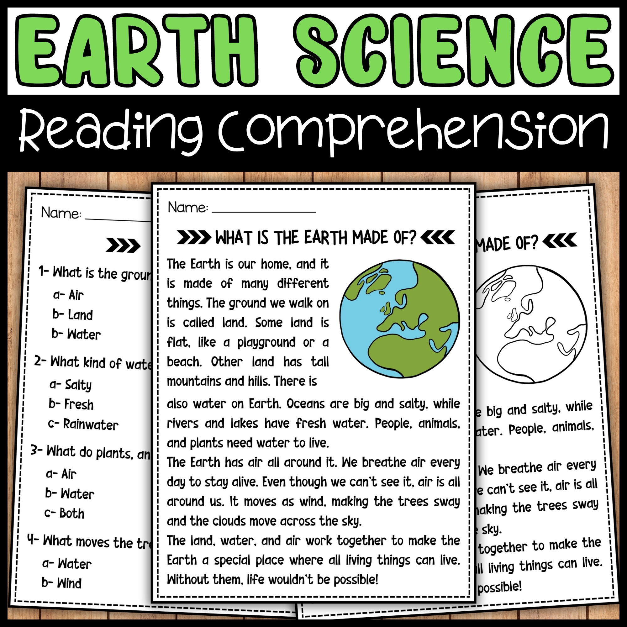 3rd Grade Science Reading Comprehension Worksheets