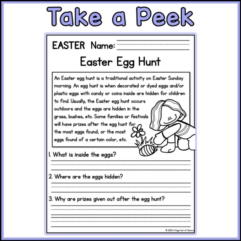 Easter Holidays Reading Comprehension Passages K 2 Made By Teachers