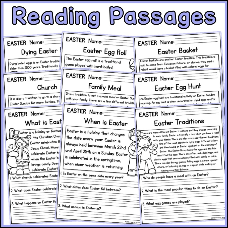 Easter Worksheets Reading Comprehension