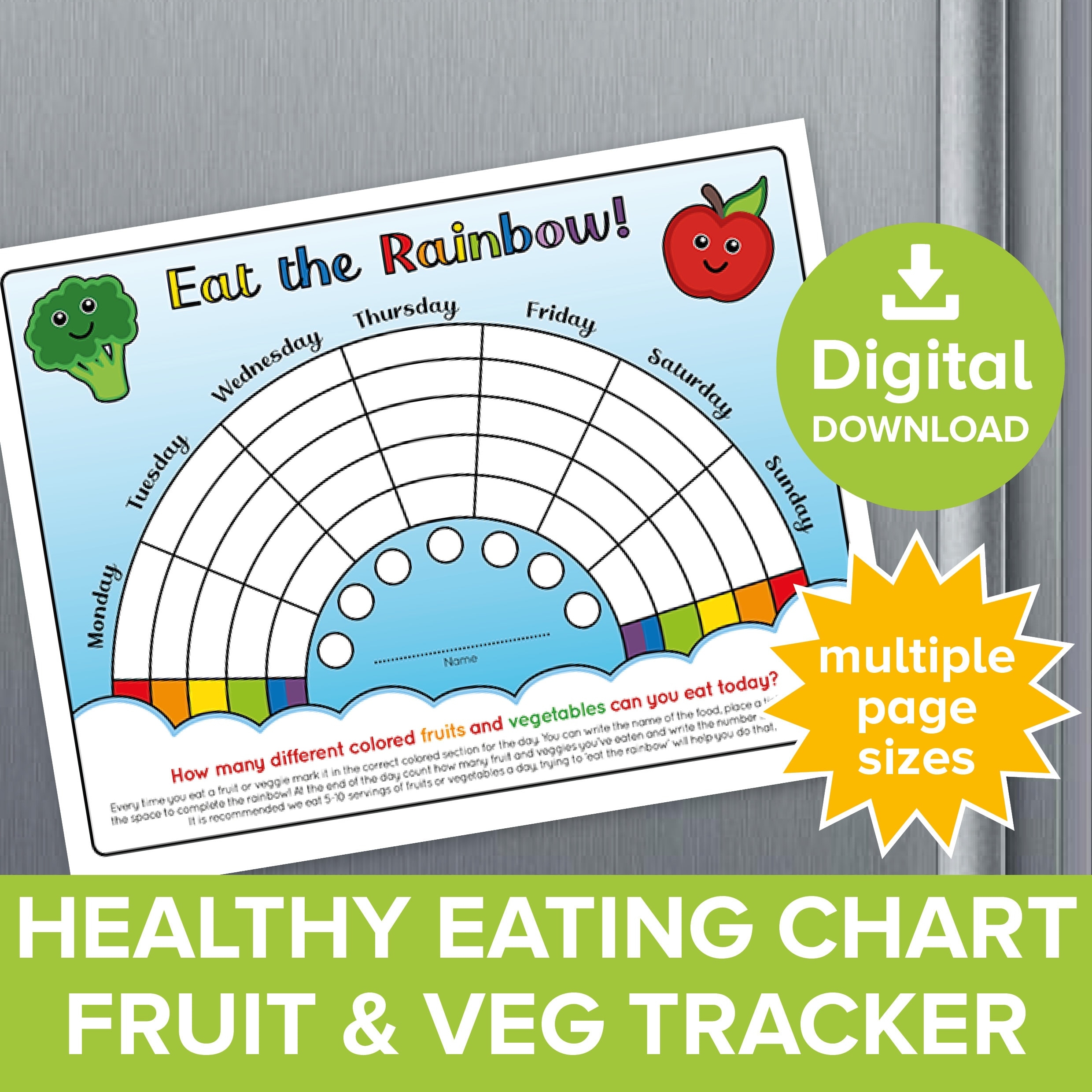 Free Printable Eat A Rainbow Worksheet