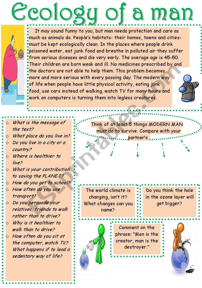 ECOLOGY OF A MAN READING COMPREHENSION DISCUSSION THINKING 