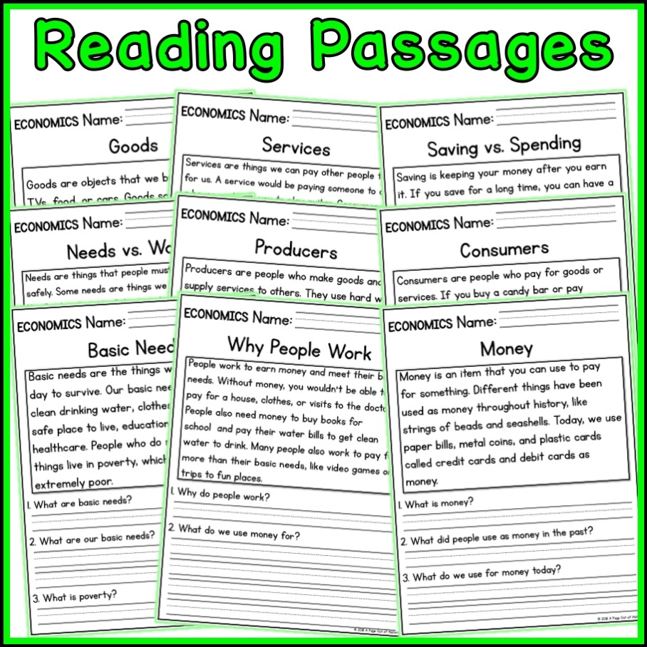 Economics Social Studies Reading Comprehension Passages K 2 Made By Teachers
