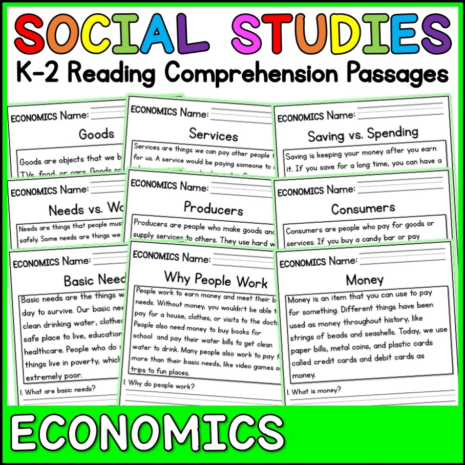 Economics Social Studies Reading Comprehension Passages K 2 Made By Teachers