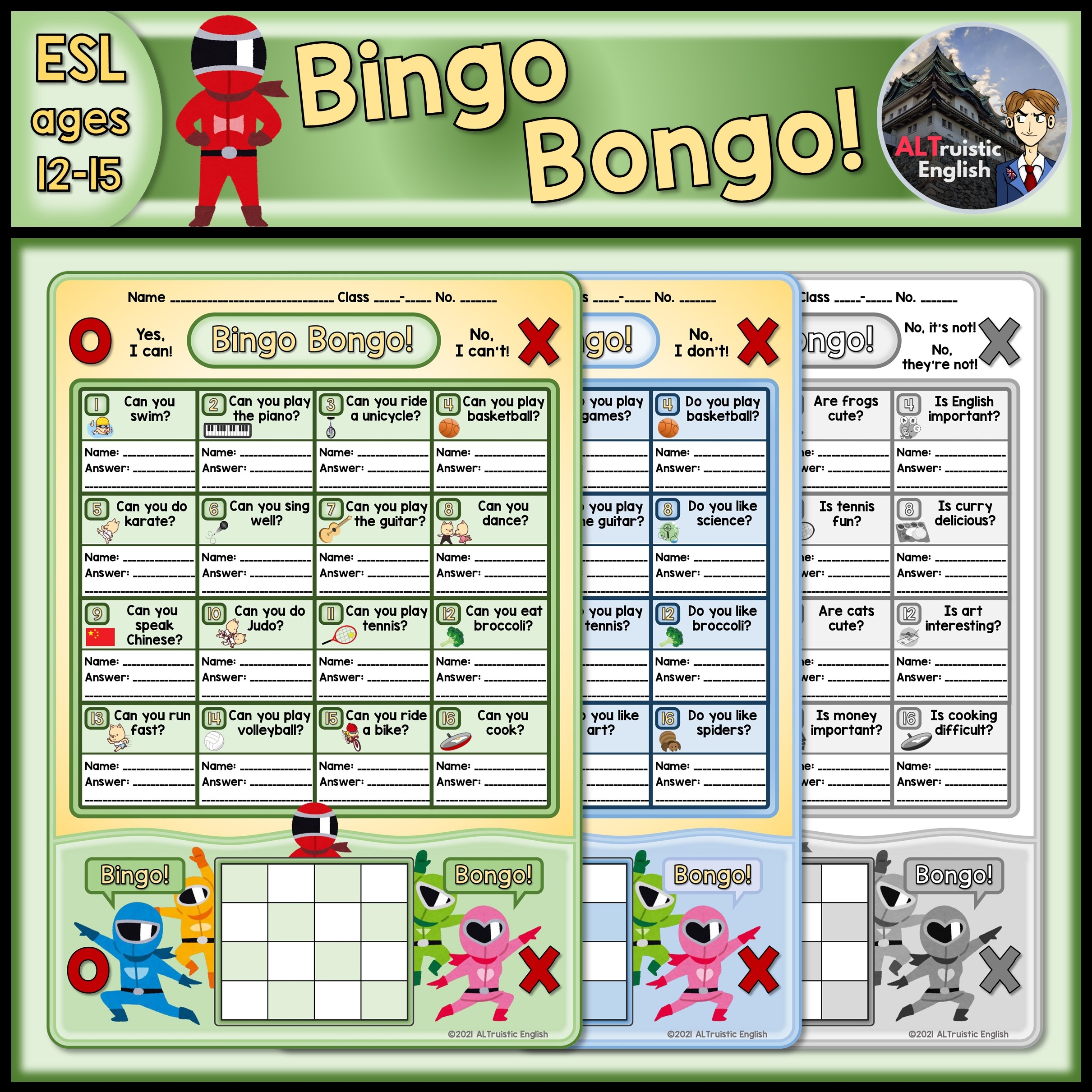 Editable Bingo English Grammar Review Game And Activity Worksheets 