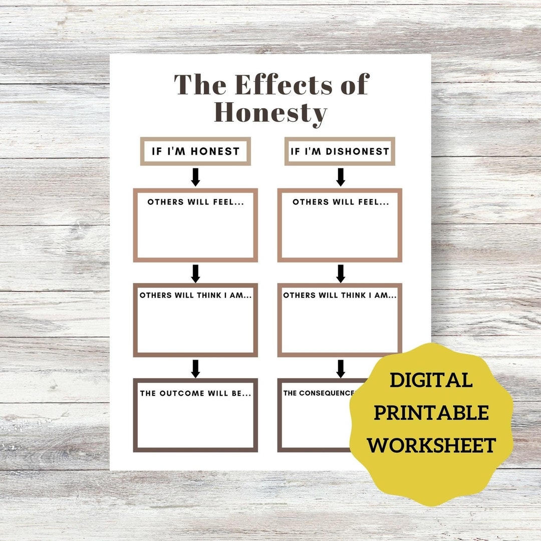 Effects Of Honesty Worksheet Social Skills Development Teaching Trustworthiness And Integrity Resources For Therapists Teachers Etsy