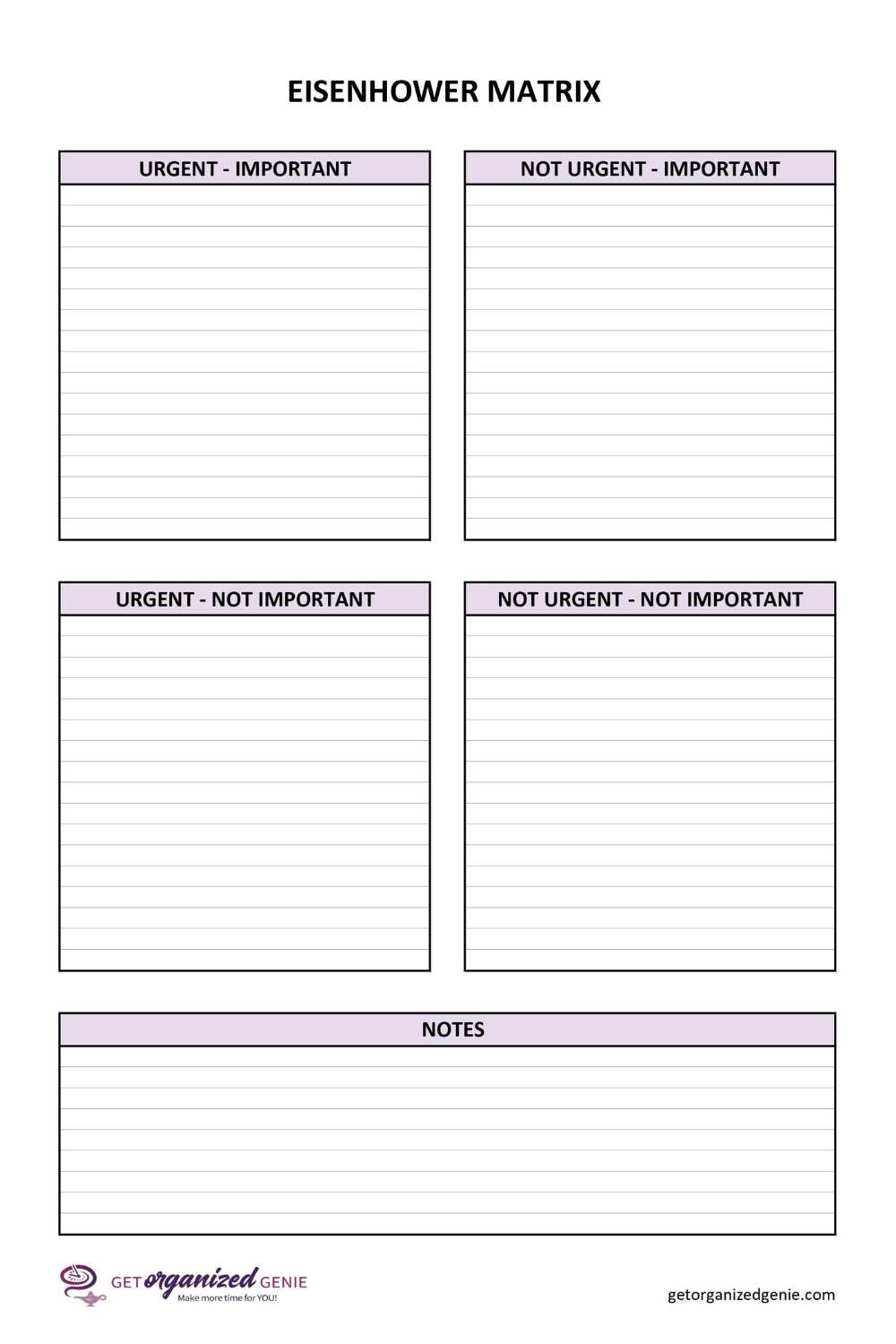 Eisenhower Matrix Printable