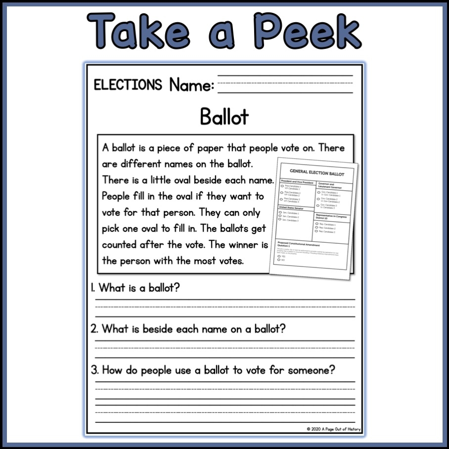 Elections Social Studies Reading Comprehension Passages K 2 Made 