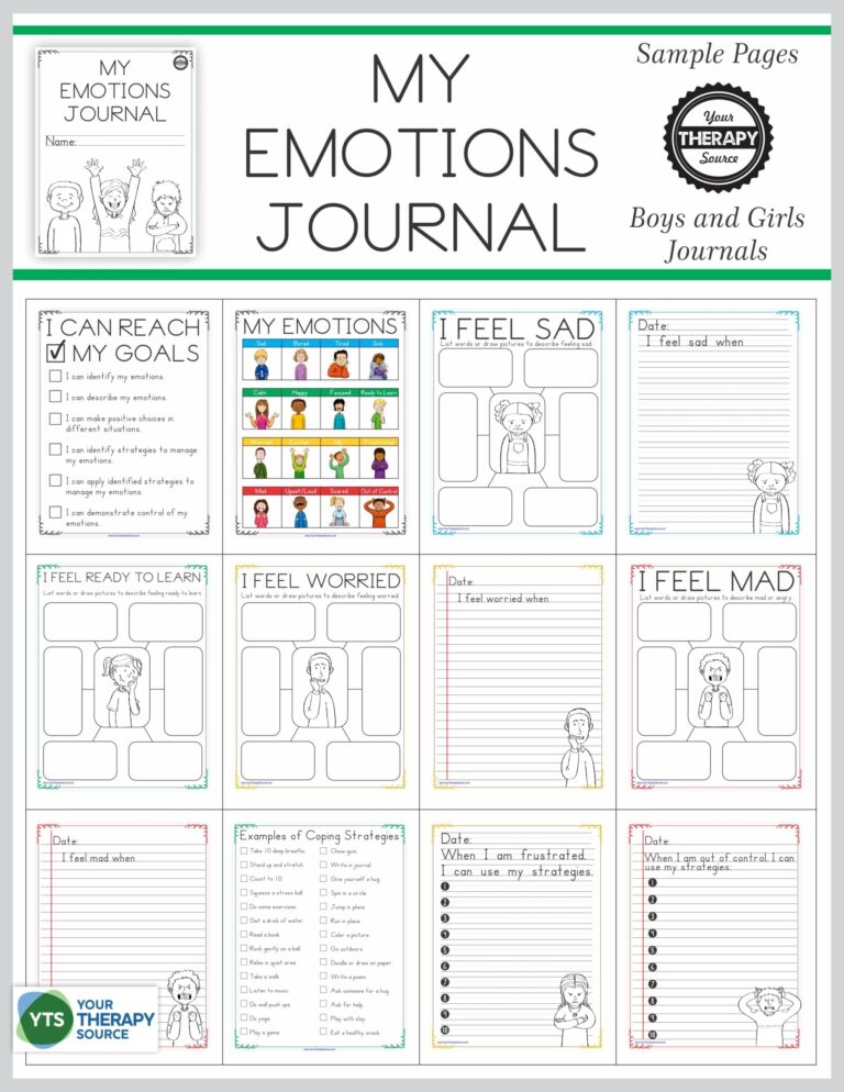Emotional Regulation Worksheets For Boys And Girls