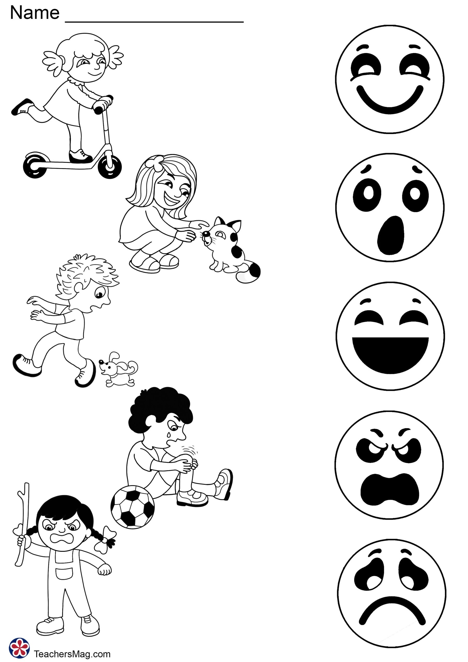 Emotions Match Worksheet For Preschoolers TeachersMag