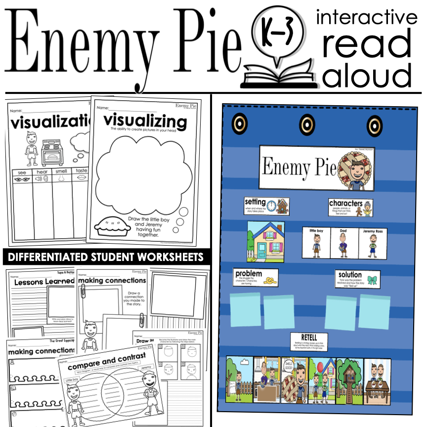 Enemy Pie Reading Comprehension Activities Back To School Read Aloud SEL